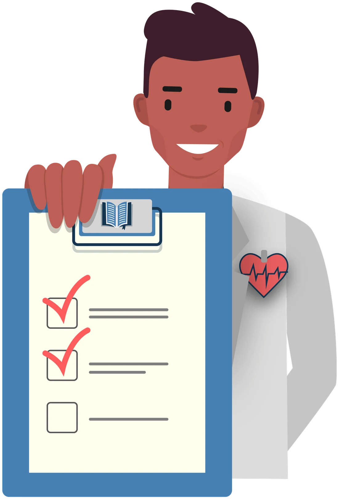 Zorgverlener van FitAdvisor toont de checklist van de health check